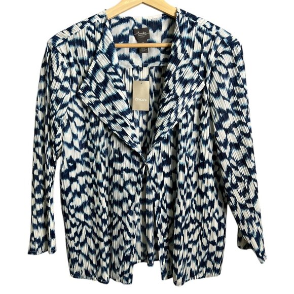 Chicos Jackets & Blazers - Chicos‎ Travelers Pleated Lightweight Jacket Blue Size 3 XL Coastal